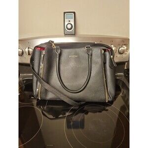 Avon Consultant Premier Beauty Business Tote Bag Purse Black & Pink With Insert